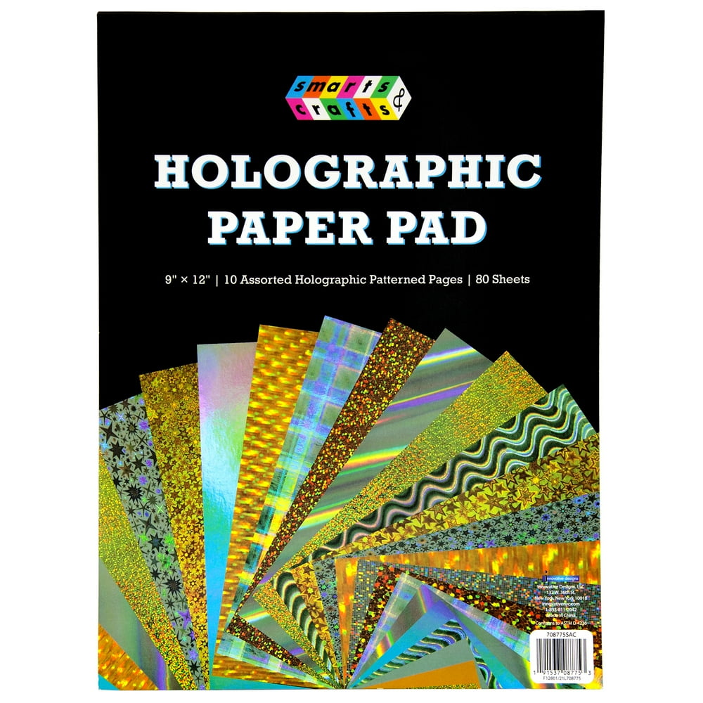 Smarts & Crafts Holographic Craft Paper Pad, 10 Designs, 80 Sheets