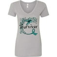 thumbnail image 3 of Inktastic Ovarian Cancer Survivor Butterfly Ribbon Women's V-Neck T-Shirt, 3 of 5