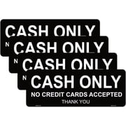 Haobase 4 Pcs Cash Only Sign Sticker - 20 cm x 7.5 cm - Self Adhesive Vinyl