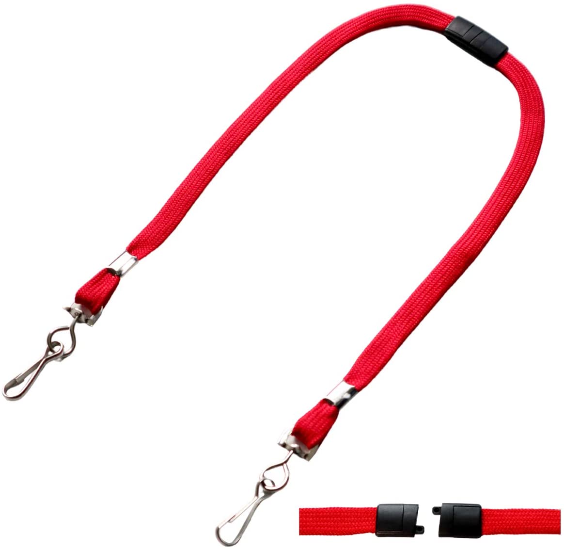 5 Pack - Double Ended Lanyards with Safety Breakaway Clasp - Small Size Ear Saver Holder with Swivel J Clips for Student Size - Short 12.5 Length