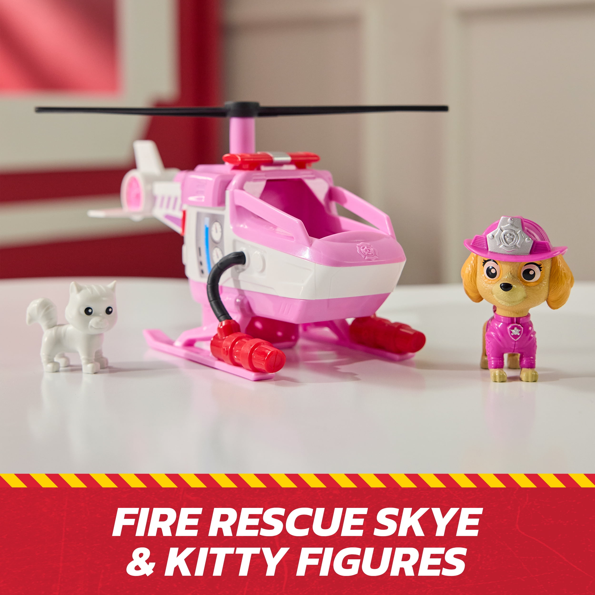 PAW Patrol Fire Rescue: Skye Rescue Fire Chopper with Action Figure, Kitty Friend & Toy Helicopter, Kids Toys for Boys & Girls Ages 3 and Up