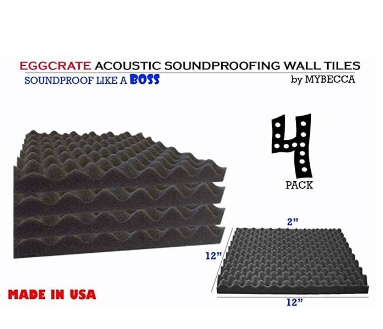 4 PACK Premium 2inch EGGCRATE Convoluted Acoustic Foam Wall Panel