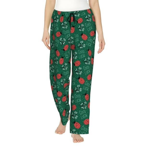 Balery Good Luck Ladybug Pantalones de pijama para mujer, pijamas ultraligeros, pantalones de estar por casa-XX-Large