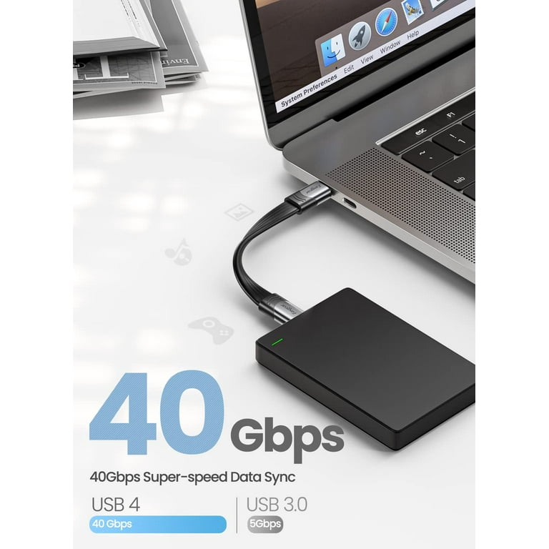 Câble Thunderbolt 4 USB-C 40 Gbit/s - Charge 100W, Affichage 8K - Compatible MacBook, SSD, Hub