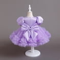 thumbnail image 3 of Nyeemya Baby Girls Sequins Frilly Princess Dress Birthday Bubble Sleeve Bowknot Pageant Performance Purple 110, 3 of 6