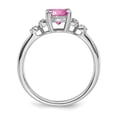 thumbnail image 2 of Auriga Fine Jewelry 925 Sterling Silver Rh-plated Created Pink Sapphire/Diamond Ring for Women Size 8, 2 of 6