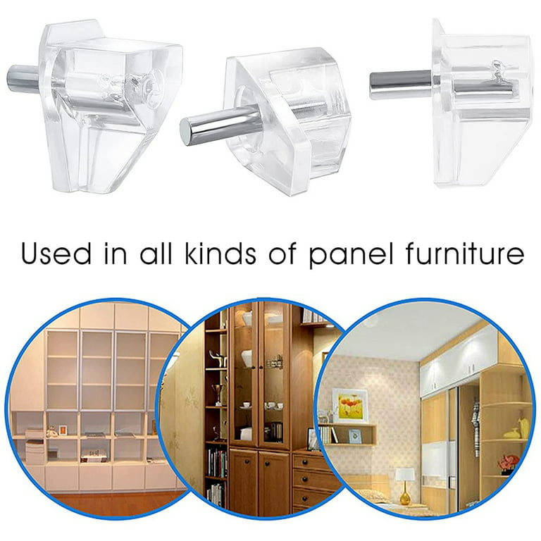 Hotop 3 Millimeters or 1/8 inch Shelf Support Peg Clear Plastic Support Small Cabinet Shelf Pins Replacement Peg Cabinet Shelf Suppor