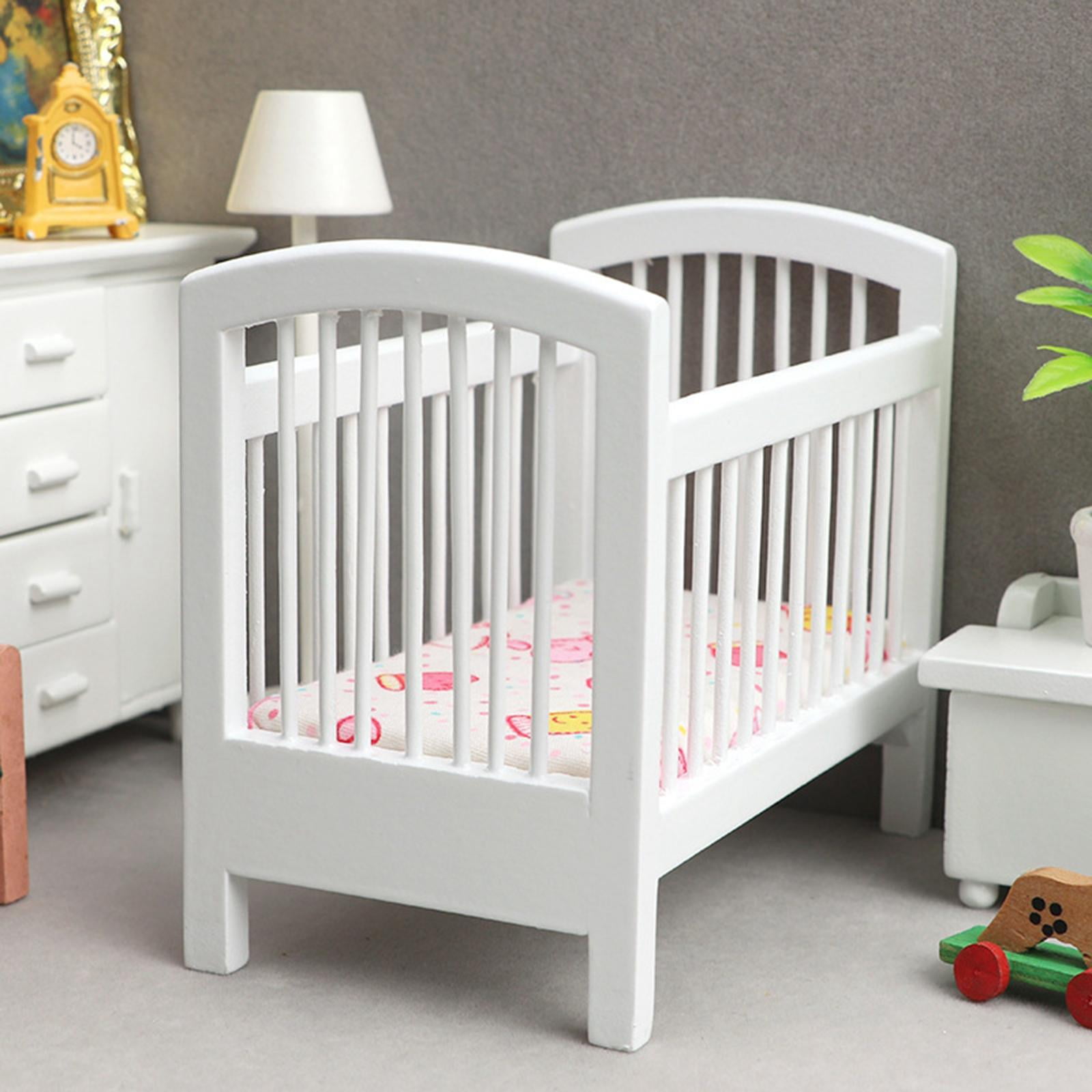 1 12 Maison de Poupee Berceau Miniature en Bois avec Matelas pour Poupees Chambre de Poupees Walmart