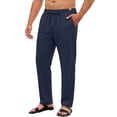 thumbnail image 6 of ZORYEVY Winter Mens Pants Casual Straight Leg Lounge Cotton Trousers for Men Drawstring Solid Elastic Waist Lightweight Pants with Pockets, 6 of 6