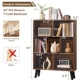 thumbnail image 2 of LELELINKY 7 Cube 3-Tier Open Wooden Bookshelf, Toy Shelves Bookshelves,Wood Display Bookcases, Brown, 2 of 9