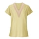 thumbnail image 4 of ICHUANYI Clearance Fashion Women's Summer V-Neck Casual Lace Patchwork Solid Blouse Top(Yellow, XL) ICHUANYI WER2023081010783, 4 of 6