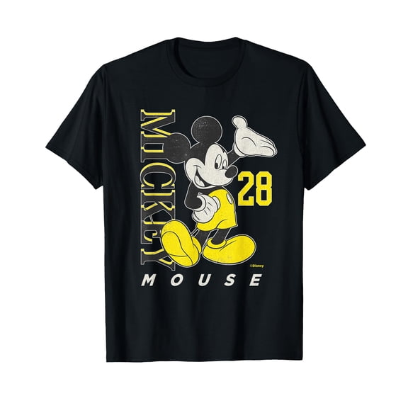 Vintage Cartoon Mouse Graphic Black & Yellow T-Shirt for Fun and Style