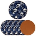thumbnail image 2 of Skull 6PCS Round Microfiber Leather Coasters, 11x11 cm/4.3x4.3 in, Stylish Drink Mats for Home and Office, Absorbent and Beverage Coasters, 2 of 6