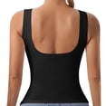 thumbnail image 5 of Lumtrix Built in Bra Tank Tops for Women Ribbed Scoop Neck Slim Fit Sleeveless Going Out Summer Tops Black 2XL, 5 of 8