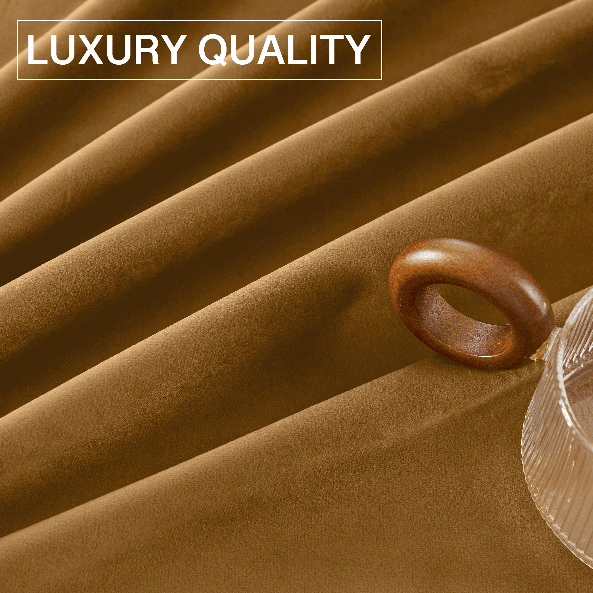 StangH 108 inches Long Gold Brown Velvet Curtains for Bedroom Windows, Thermal Insulated Light Blocking Room Divider Curtains for Sliding Door/Office, W52 x L108, 2 Panels