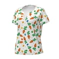 thumbnail image 5 of Fuzoiu Cute Carrot Print Women's V-Neck T-Shirt,Women's Short Sleeve Top, Comfortable for Work, Leisure, and Sports, 5 of 7
