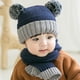 thumbnail image 2 of Gorro de bebé más terciopelo otoño e invierno gorro de punto para niños lindo oso bebé gorro de lana con protección para los oídos bufanda de dos piezas, 2 of 5