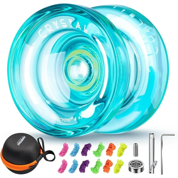 MAGICYOYO Professional Responsive Yoyo K2 Crystal Green, Durable Plastic Yo-Yo with 12 Yoyo Strings