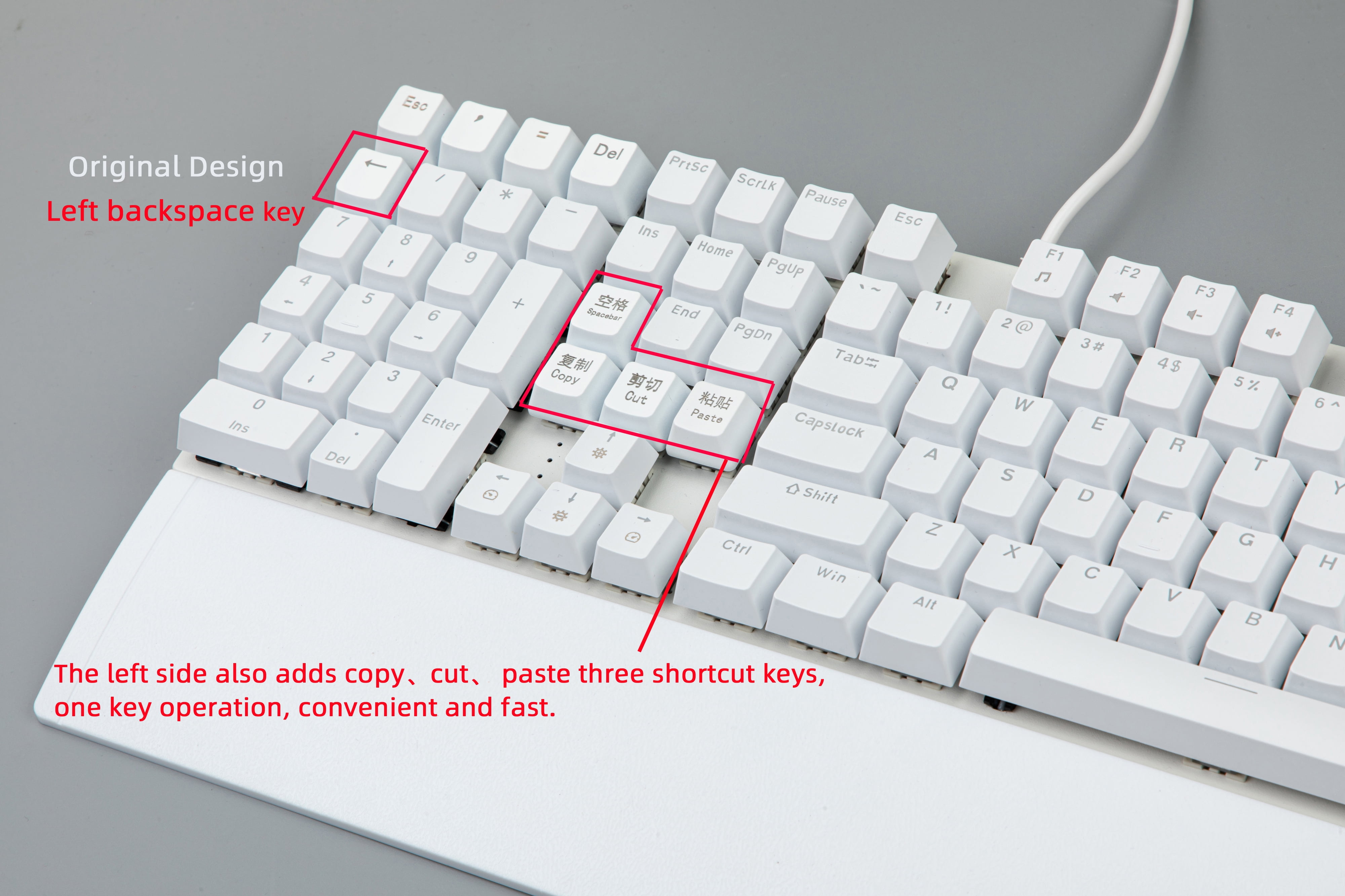 SNOW SPIDER Left hand Keyboard Wired White(Blue/Red Switch Edition) SN-2305