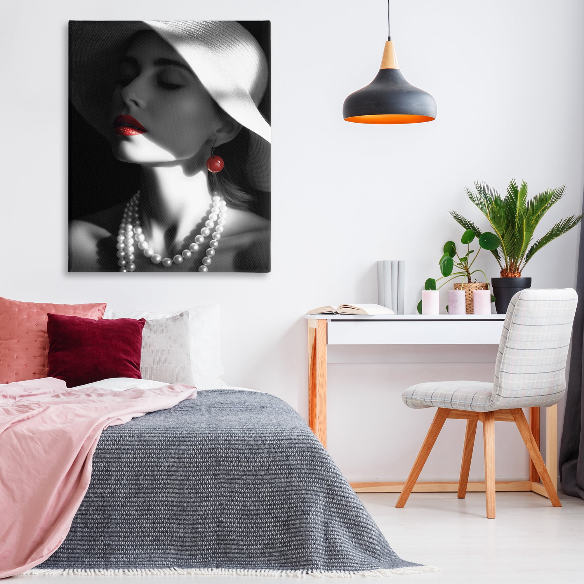 Stupell Industries Red Lipstick Fashionista Novelty Painting Gallery Wrapped Canvas Art Print Wall Art, 36 x 48