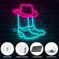 thumbnail image 3 of Letrero de neón Adnkwolivt con diseño de bota de vaquero, color rosa, regulable por USB, 3 of 8