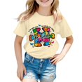 thumbnail image 2 of Girls T Shirts Autism Awareness Short Sleeve Ribbed Casual Tee Girls Clothes Beige 3-4 Years, 2 of 4