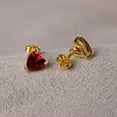 thumbnail image 2 of 2CT Heart Solitaire Red Garnet Stud Earrings for Women, 14K Yellow Gold Plated 925 Sterling Silver, Push Back Classic Jewelry Gift, 2 of 2