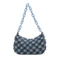 thumbnail image 1 of Bolso de hombro individual para mujer, bolso de hombro para mujer con textura, sencillo y cómodo, a la moda, tamaño libre, color azul, 1 of 8