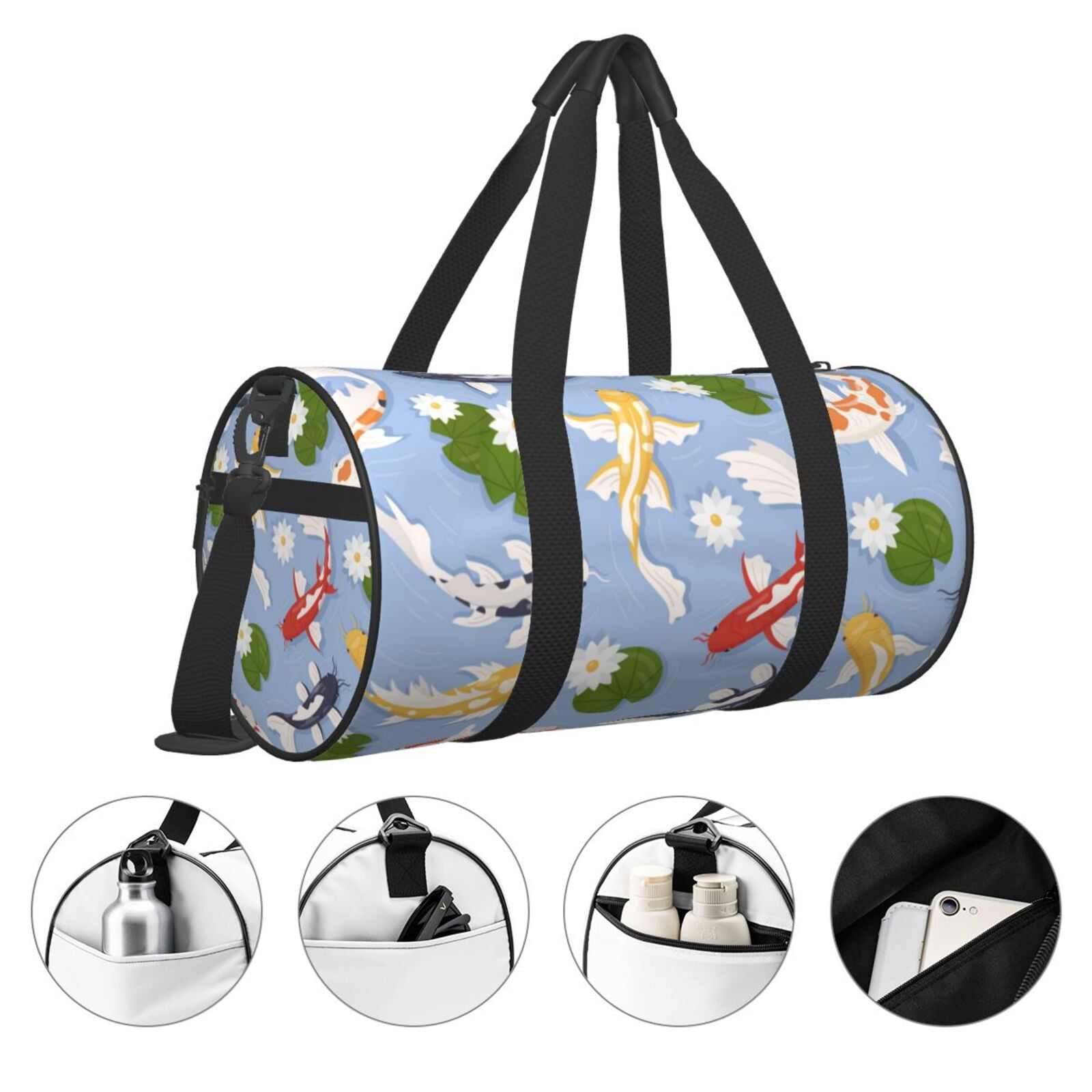 Vsdgher Colorful Koi Fish 45L Foldable Duffel Bag, Sports Gym Bag,Overnight Bag, Portable Weekender Bag for Airplanes