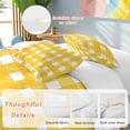 thumbnail image 2 of 3 Piece Yellow Plaid Duvet Cover Set Twin Size,Microfiber Comforter/Quilt Cover with Corner Ties and 2 Pillowcases,Watercolor Grid Checker Gingham Farmhouse All Season Bedding with Zipper Closure, 2 of 8