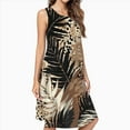 thumbnail image 2 of Tropical Leaves Animal Print Dress Elegant Party Dresses Evening Dresses Women Dress Sleeveless Dress Ladies Dresses, 2 of 4