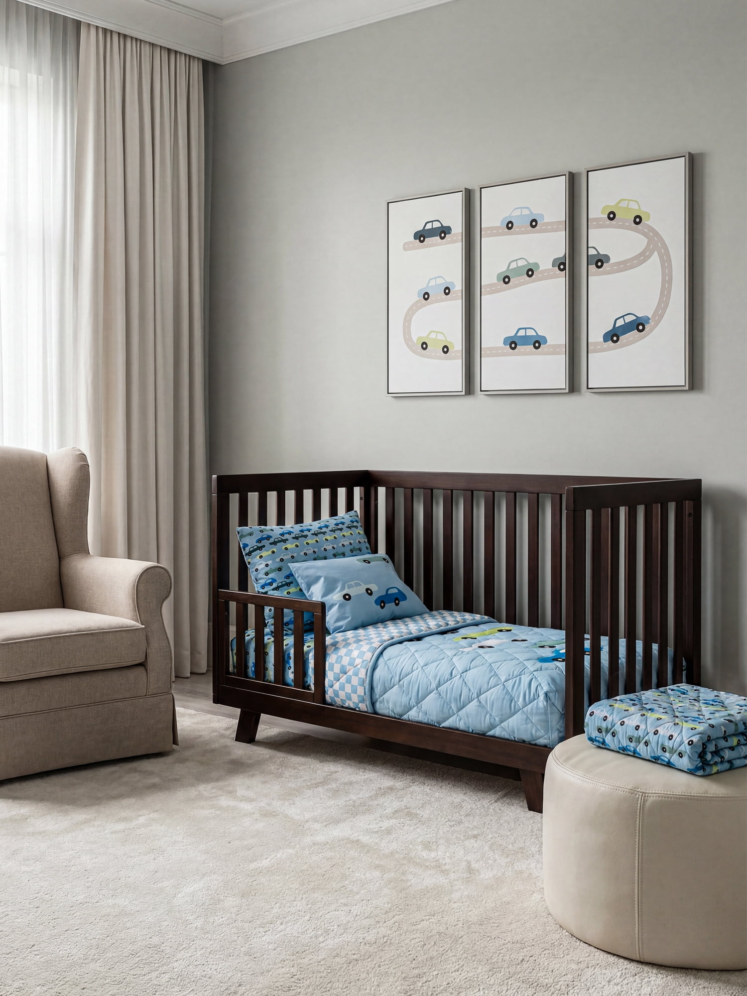 Monica + Andy Organic Cotton Toddler Comforter & Pillowcase Set, Reversible 2-Piece Toddler Bedding Set