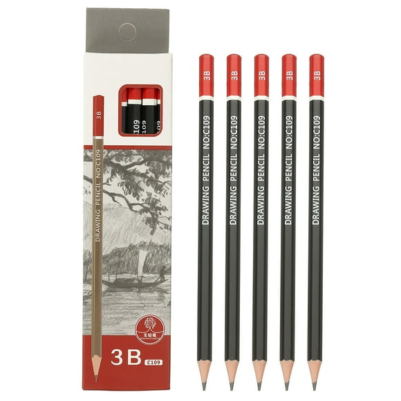 3B Drawing Pencils for Sketching, 12PCS Sketch Pencils for Drawing Art Pencils Graphite Wood Pre-sharpened for Drawing Sketching Artists, Black Red