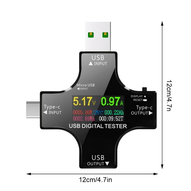 Baohd Voltamètre Numérique Écran Couleur avec Détection d'Idéité de Charge pour Appareils USB version Bluetooth