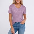 thumbnail image 2 of T Shirts for Women Short Sleeve Light Purple Basic Tee Shirt Womens Summer Tops Dressy Tops for Women, 2 of 5