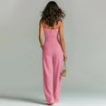 thumbnail image 5 of NMMUED Lounge Jumpsuits for Women Wide Leg Spaghetti Strap Long Romper Casual Summer Dressy High Waist Outfits with Pockets Pink L, 5 of 6