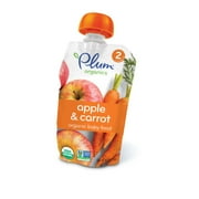 (4 pack) (4 Pack) Plum Organics Stage 2 Apple & Carrot, 4oz