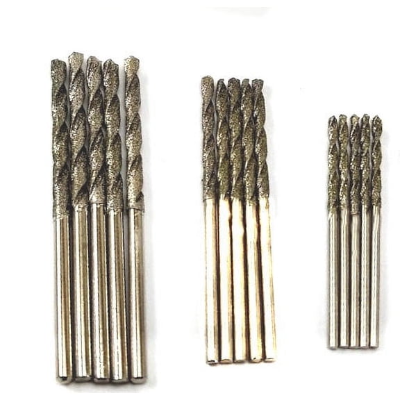 Drilax Diamond Coated Twist Drill Bits Assorted Pack of 15pcs. 3 Different Sizes 1.5mm 2mm 2.5mm Drilling Jewelry Beach Sea Glass Shells Gemstones Lapidary