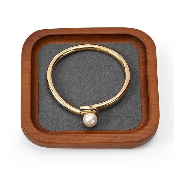 Oirlv 3.94" Wooden Mini Jewelry Tray, Gray Velvet Small Accessory Organizer for Rings, Earrings & Pendants, Desktop & Drawer Insert