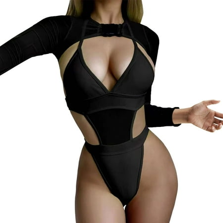 

Womens Lace Lingerie Set 2 Piece Women Rave Outfits Neon Bodysuit Crop Top Long Sleeve Mesh With Buckle For Festival Club Party Music Appreciation Textbook