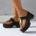 thumbnail image 4 of Chunky Heeled Flip Flops for Women 2025 Trendy Punk Buckle Platform Wedge High Heel Thongs Slip on Sandals, 4 of 7