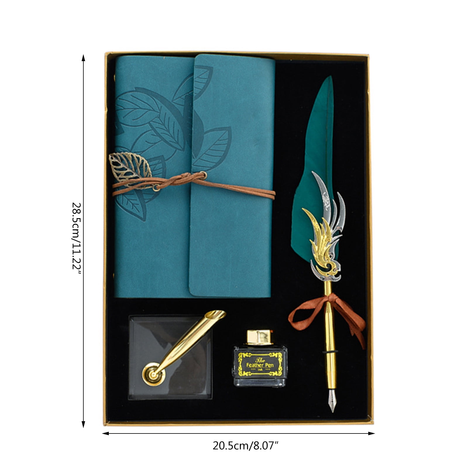 Retro Calligraphy Feather Dip Fountain Pen Writing Ink Notebook Stationery Box