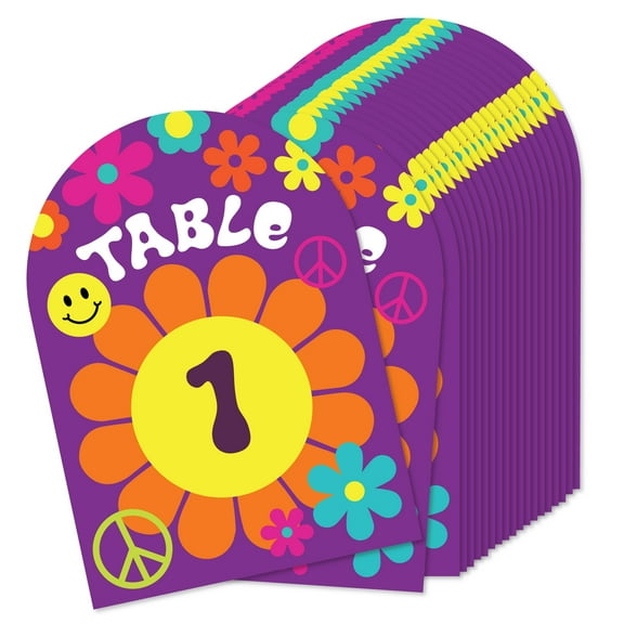 Big Dot of Happiness 60’s Hippie - 1960s Groovy Party Double-Sided 5 x 7 inches Cards - Table Numbers - 1-20