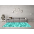 thumbnail image 3 of Ahgly Company Machine Washable Indoor Rectangle Trellis Turquoise Blue Modern Area Rugs, 3' x 5', 3 of 4