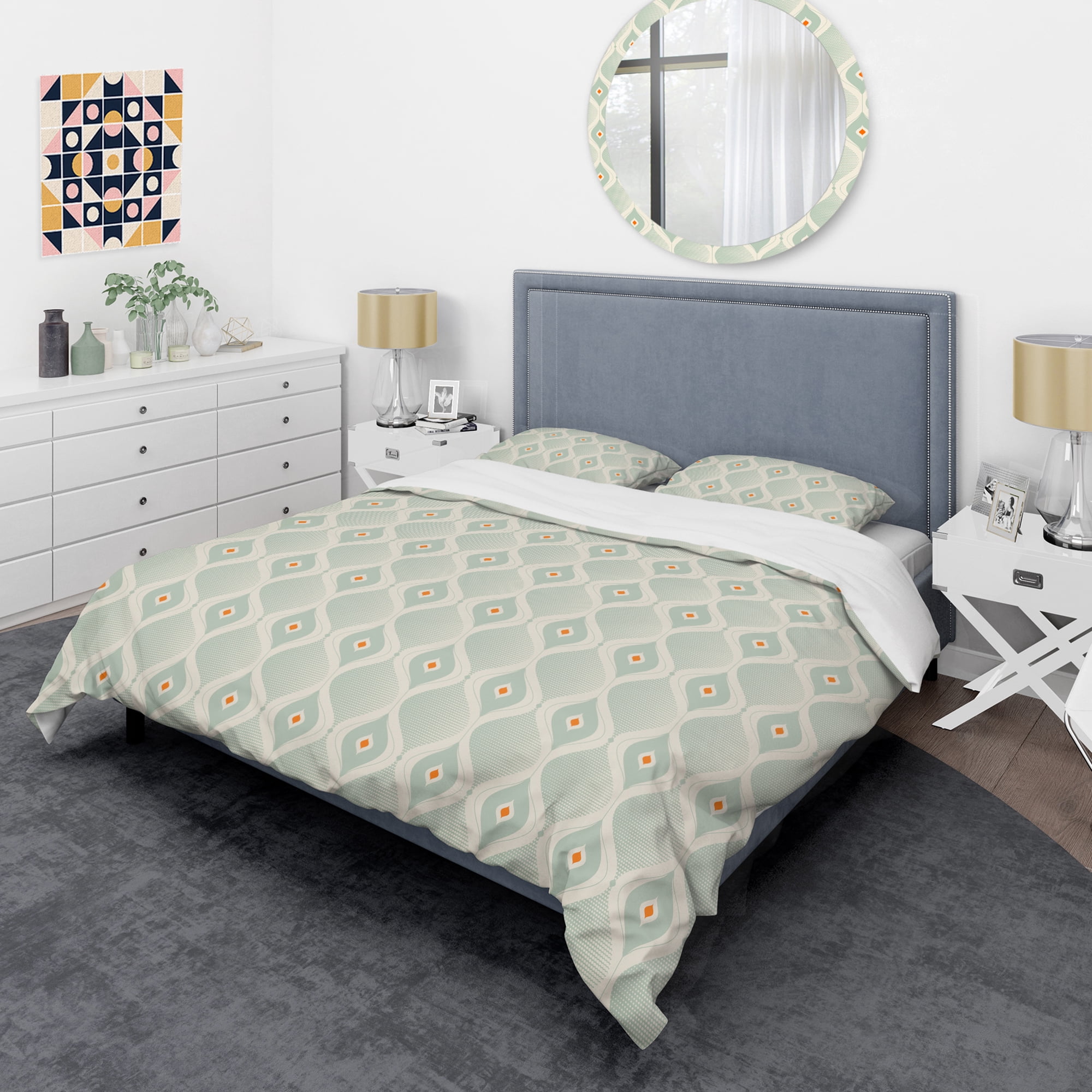 Designart 'Retro Abstract Drops VII' Mid-Century Modern Duvet Cover Set
