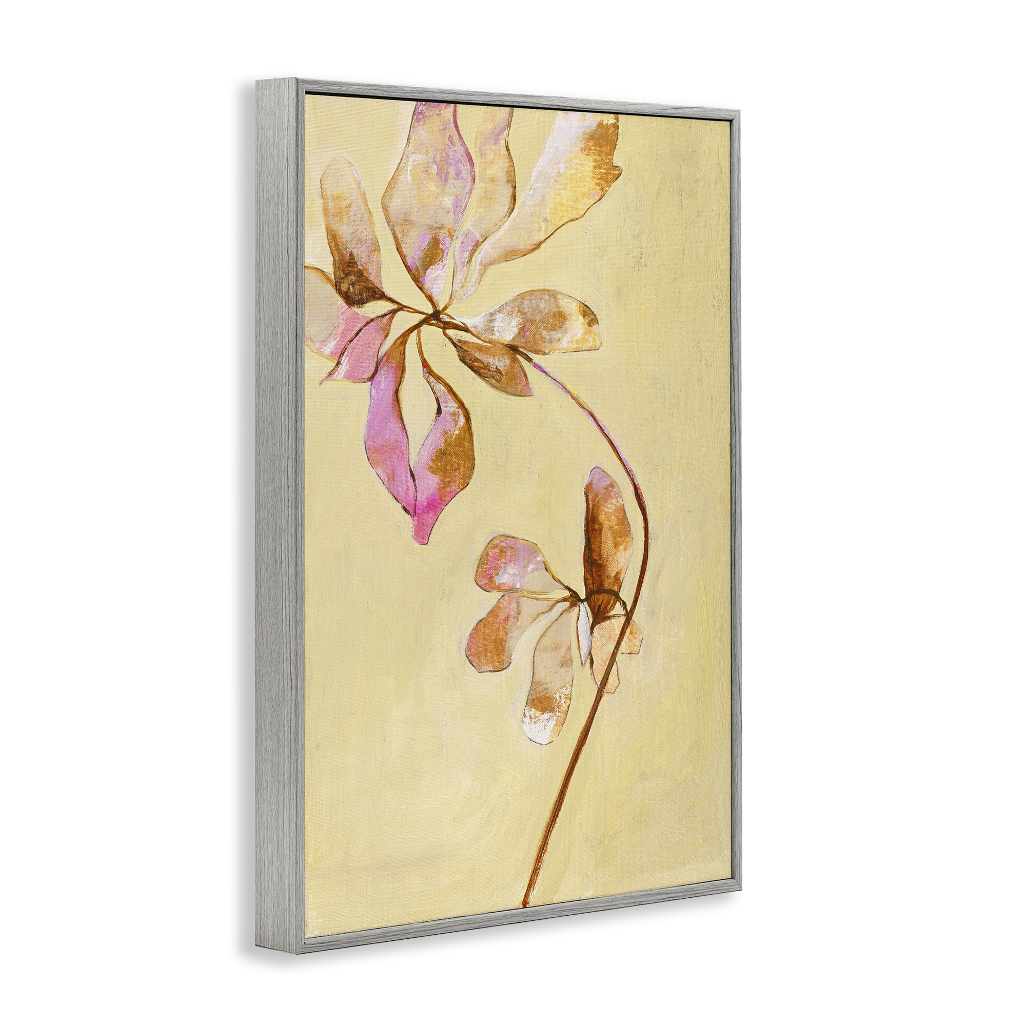 Stupell Industries Rustic Petals Impression Botanical & Floral Painting Gray Framed Art Print Wall Art, 20 x 30