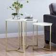 thumbnail image 4 of Pemberly Row Table Gigogne avec Plateau en Faux Marbre Blanc et Doré, 4 of 4
