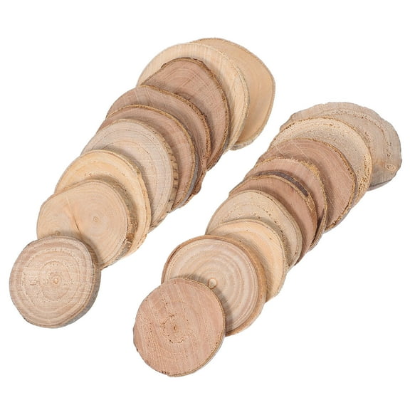FRCOLOR 18pcs Unfinished Wood Round Slices 5-8cm Natural Rustic Wooden Cutout Wood Pieces Tag Wooden Craft DIY Projects for DIY Craft Wedding Centerpiece