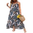 thumbnail image 2 of Women‘s Summer Sleeveless Dress Floral Patterns Ruffled Neckline High-low Hem Cute Dress, 2 of 6