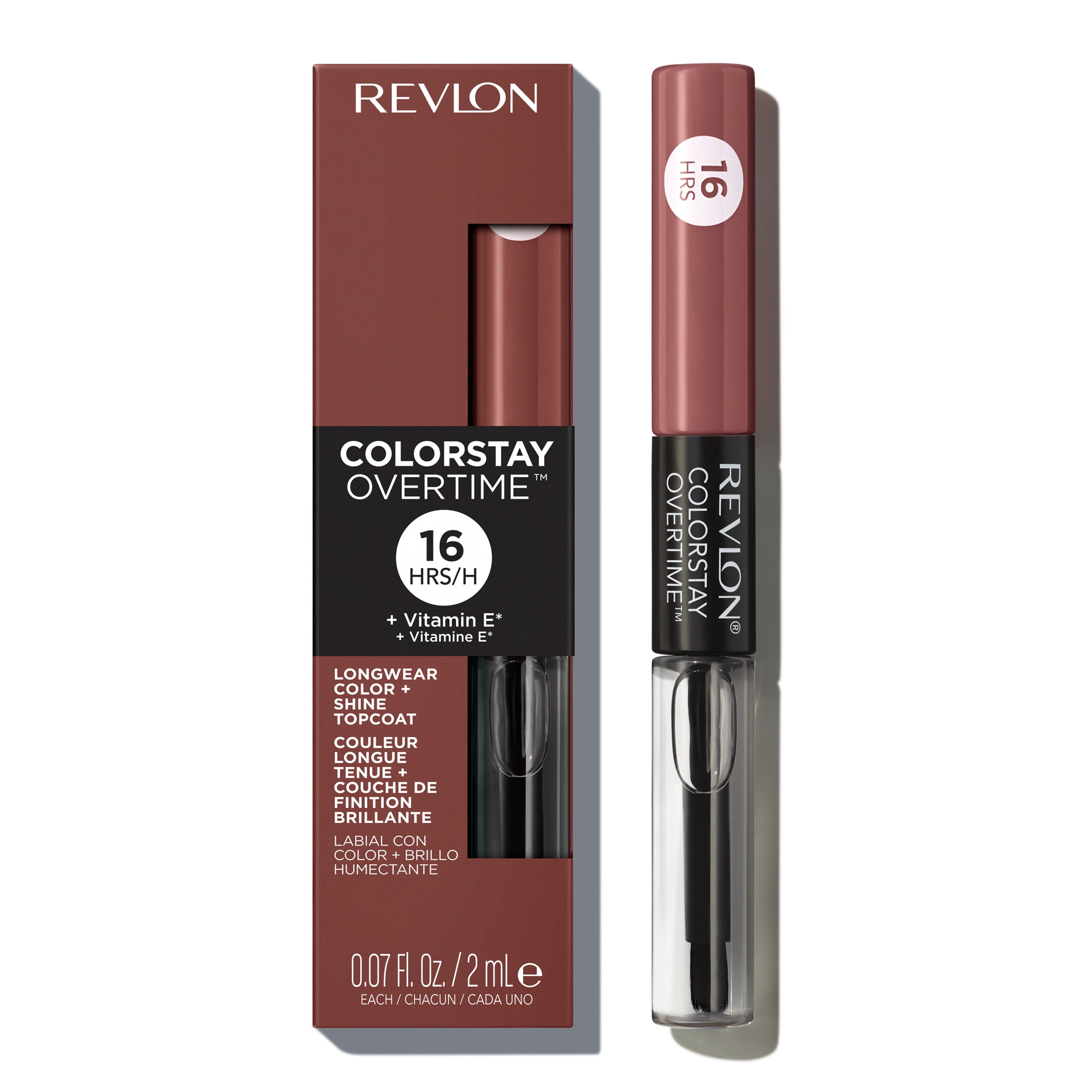 (3 pack) Revlon ColorStay Overtime Longwearing Gloss Lipstick with Vitamin E, 320 Faithful Fawn, 0.07 fl oz